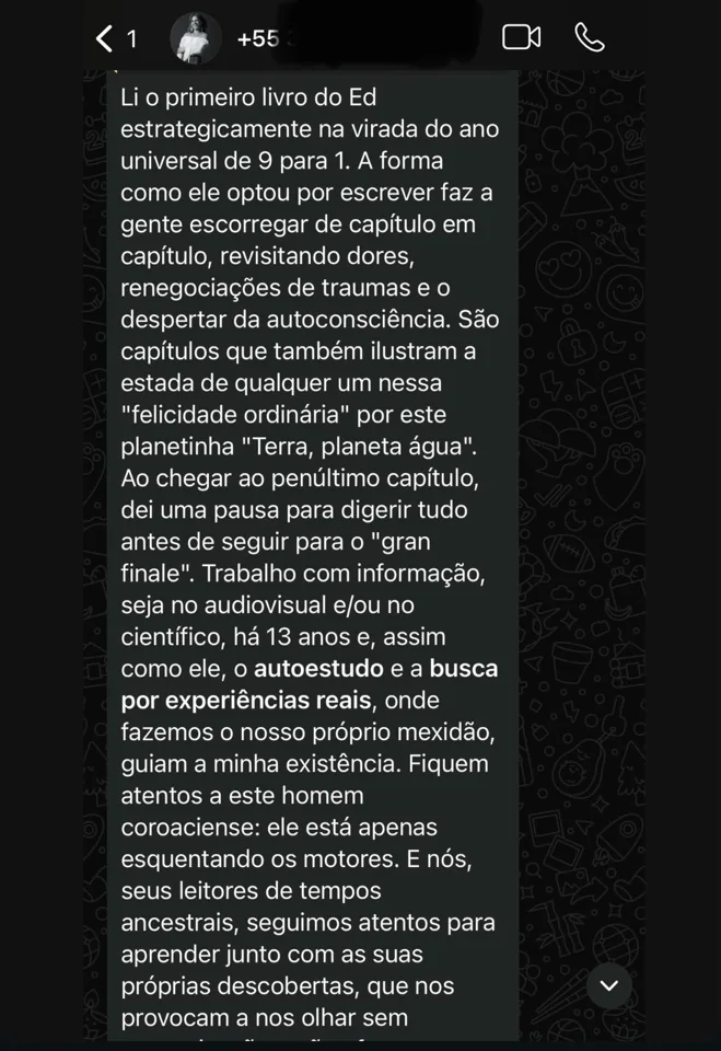 Depoimento de leitor sobre o material, captura 1