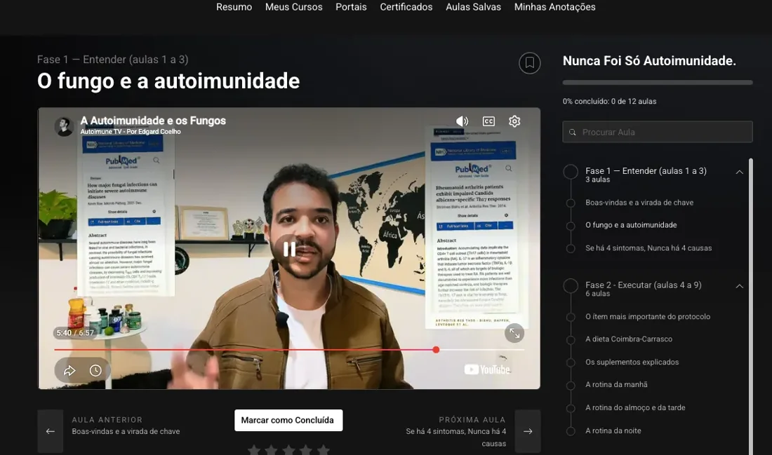 Prévia da plataforma de aulas com Edgar Coelho